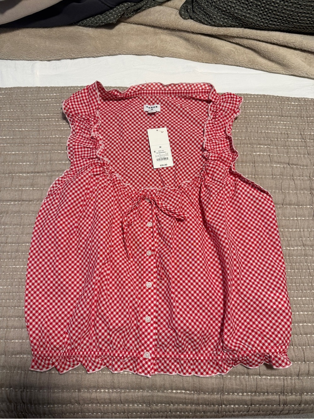 Women's Shell Tank Top - Parke x Target Red Gingham Check - Medium NWT